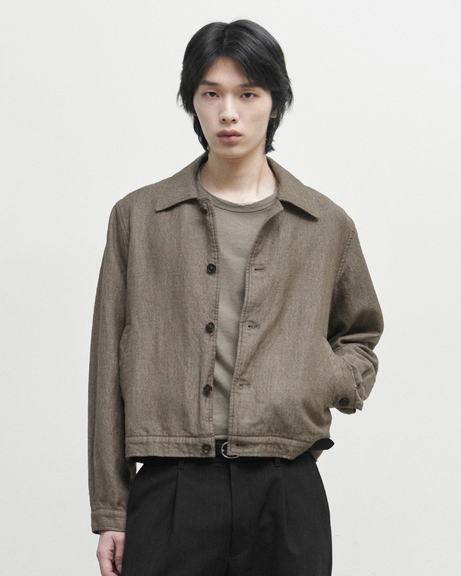Brownyard - Boiled Wool Twill Jacket (Brown) product image 1 | TRAB K-Fashion Australia