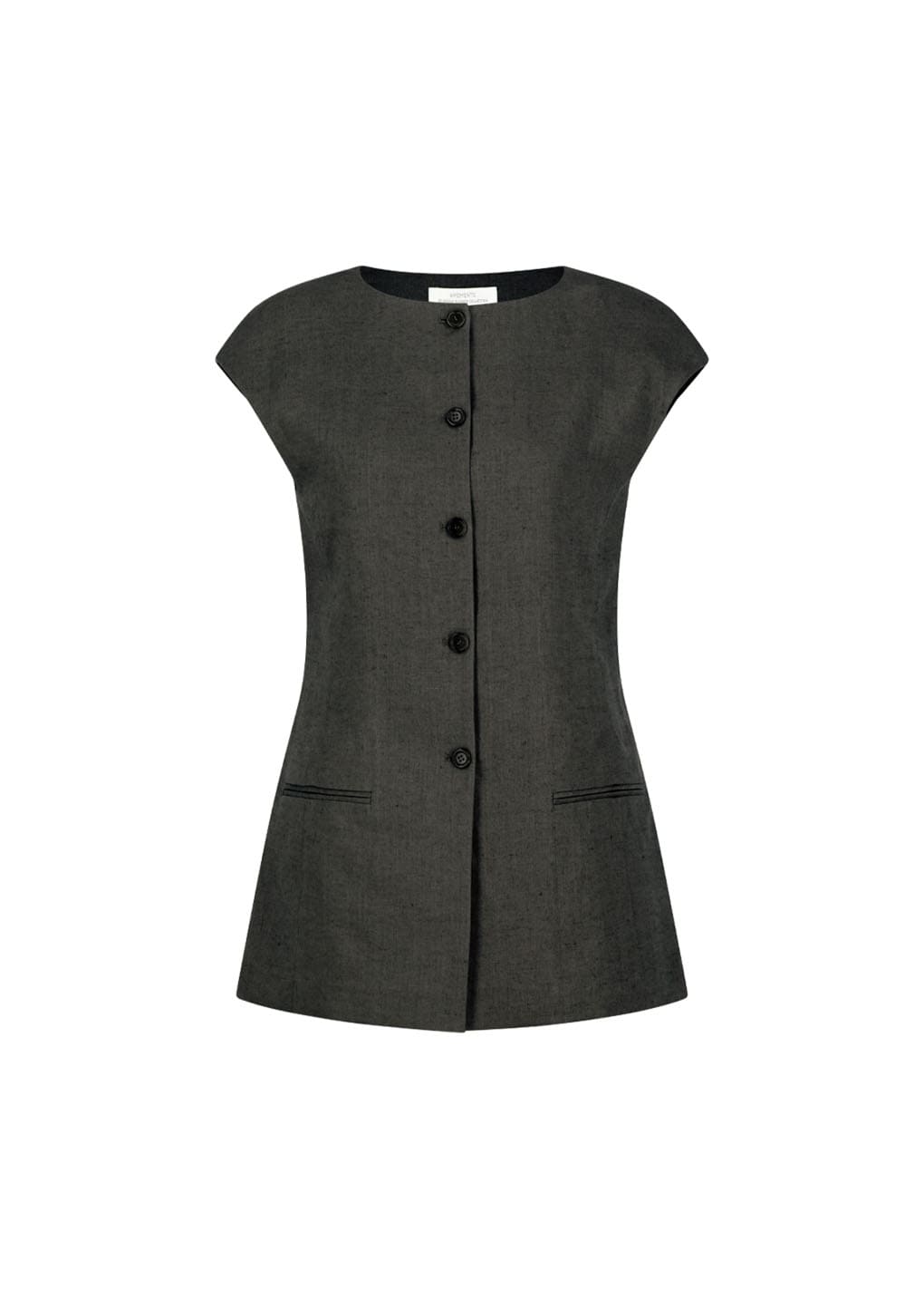 Amomento - Linen Curved Vest (Khaki Grey) product image 5 | TRAB K-Fashion Australia