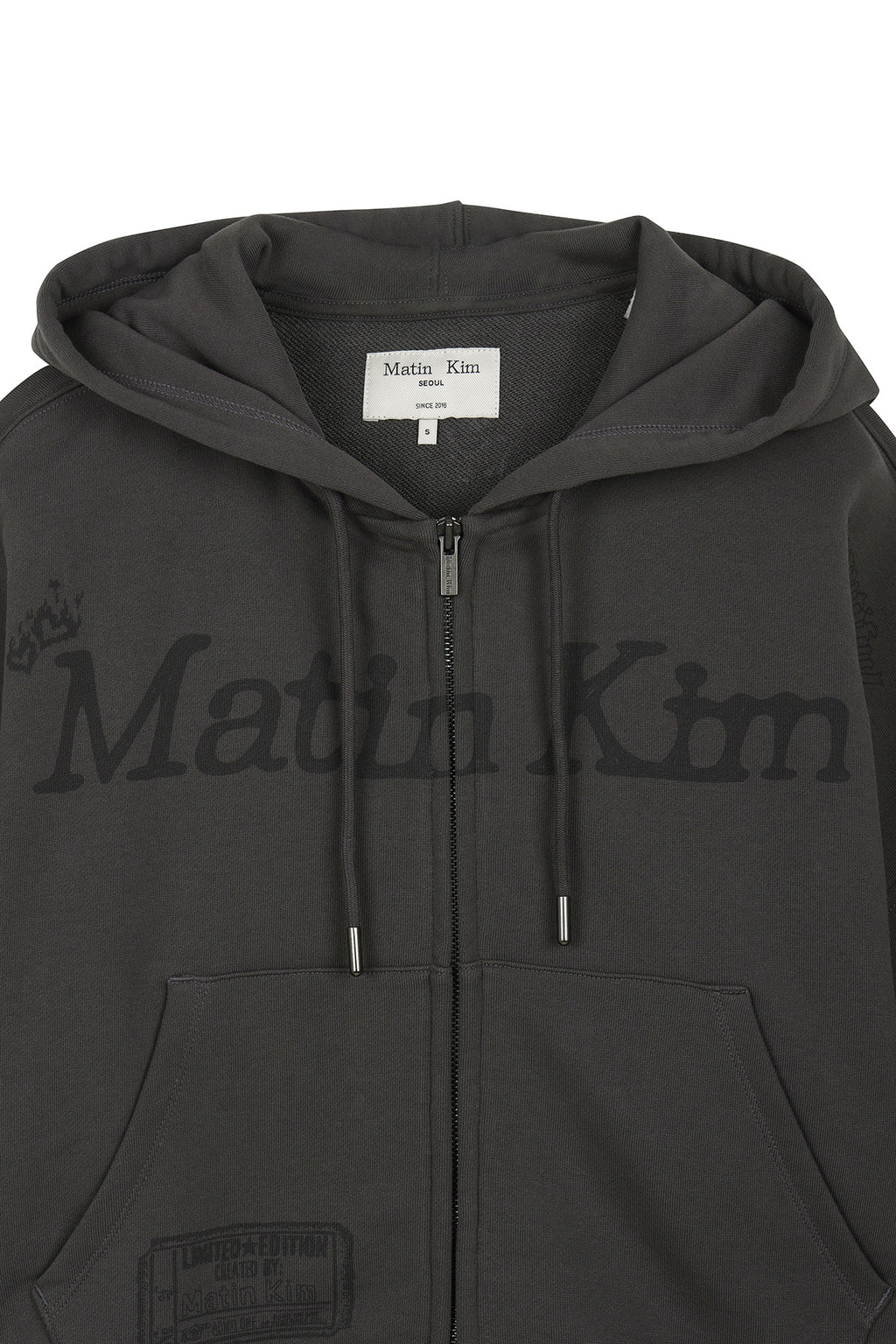 Matin Kim - Graffiti Artwork Crop Hoody Zip Up (Charcoal) product image 3 | TRAB K-Fashion Australia
