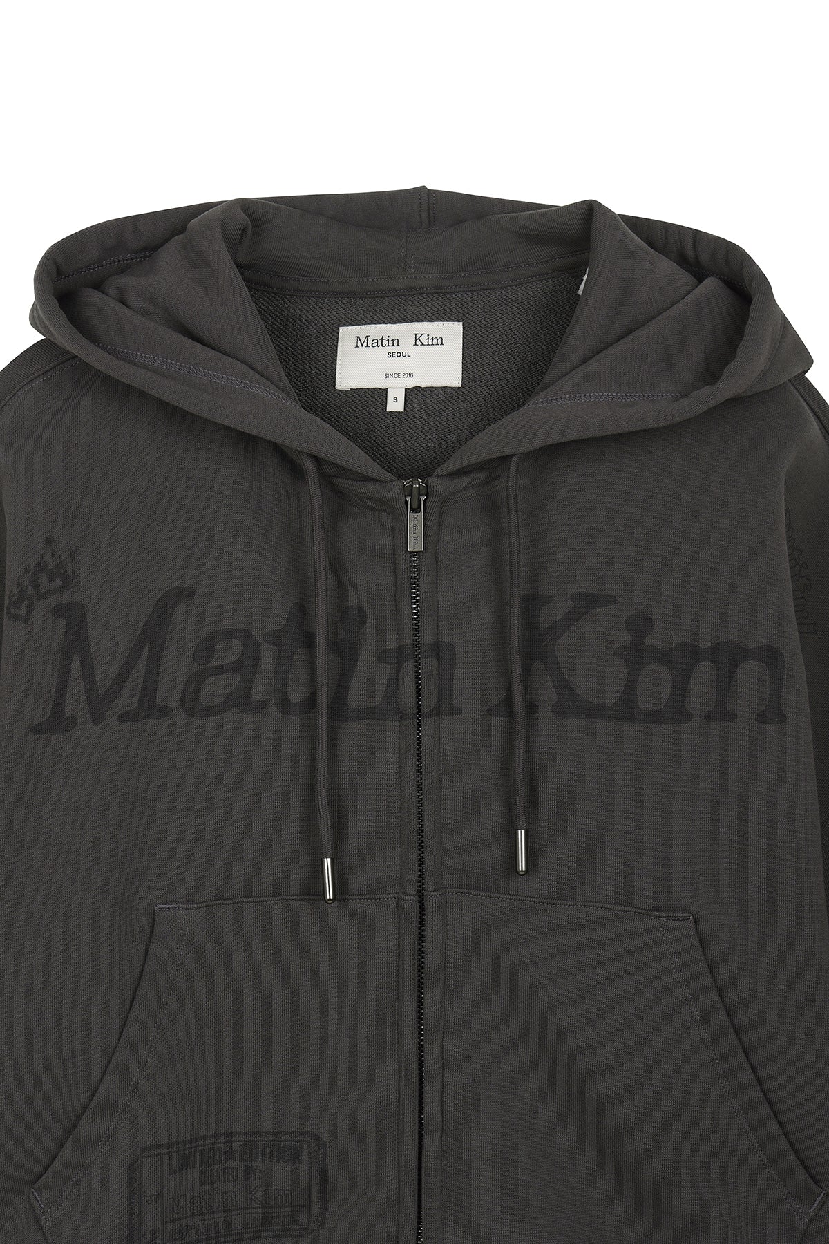 Matin Kim - Graffiti Artwork Crop Hoody Zip Up (Charcoal) product image 3 | TRAB K-Fashion Australia