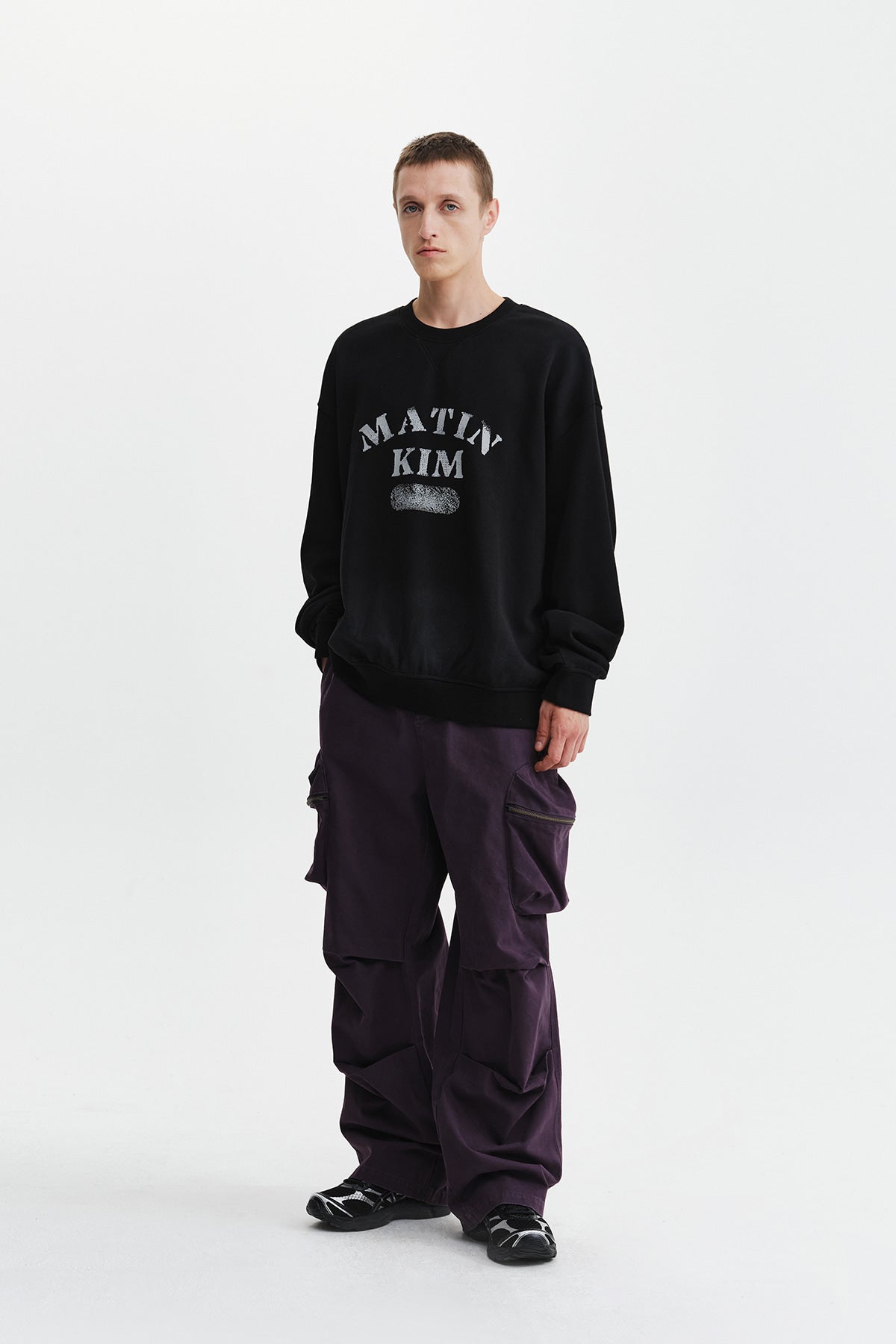 Matin Kim - Vintage Spray Logo Sweatshirt (Black) product image 9 | TRAB K-Fashion Australia