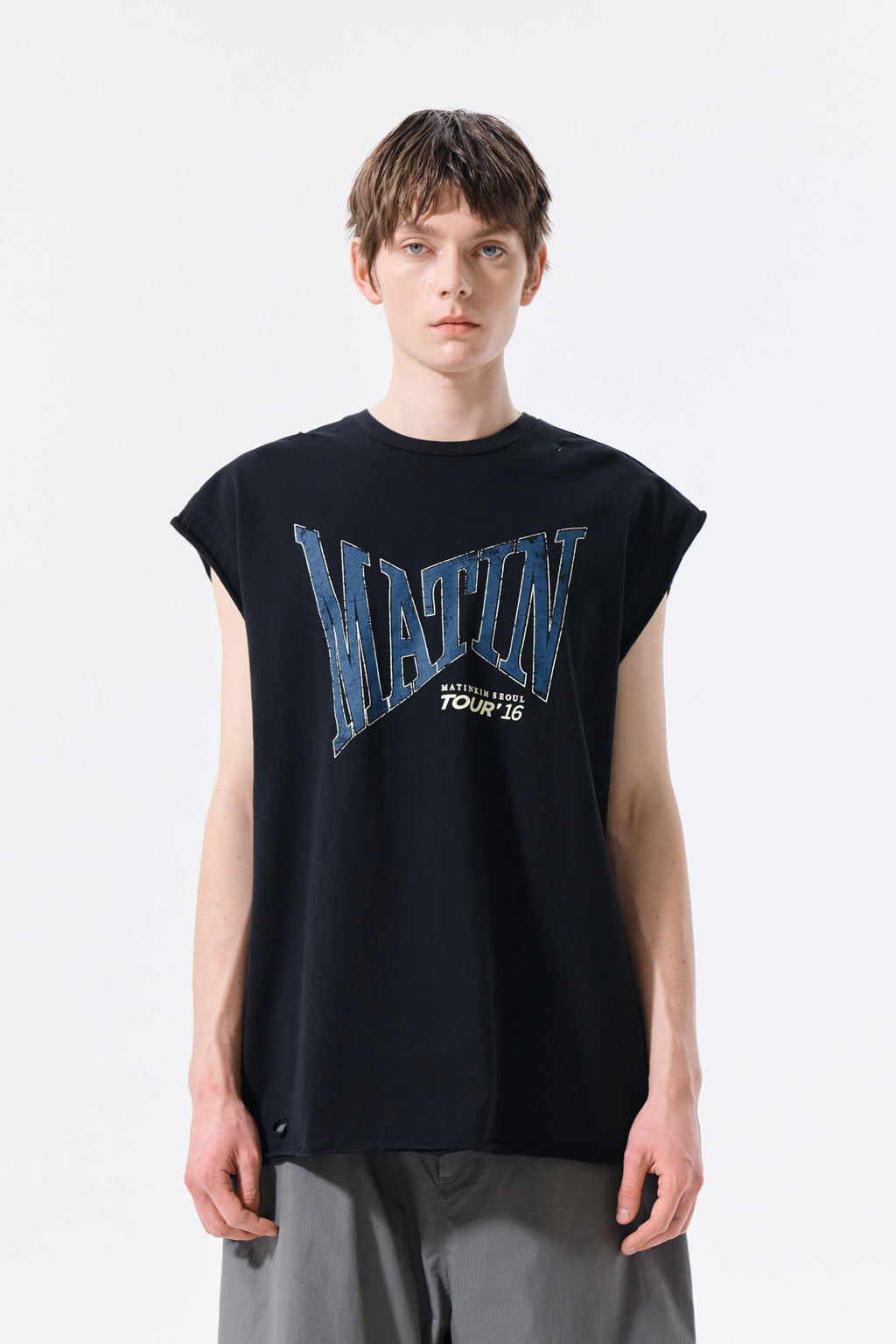 Matin Kim - Raw Edge Cut Out Sleeveless Top (Black) product image 5 | TRAB K-Fashion Australia