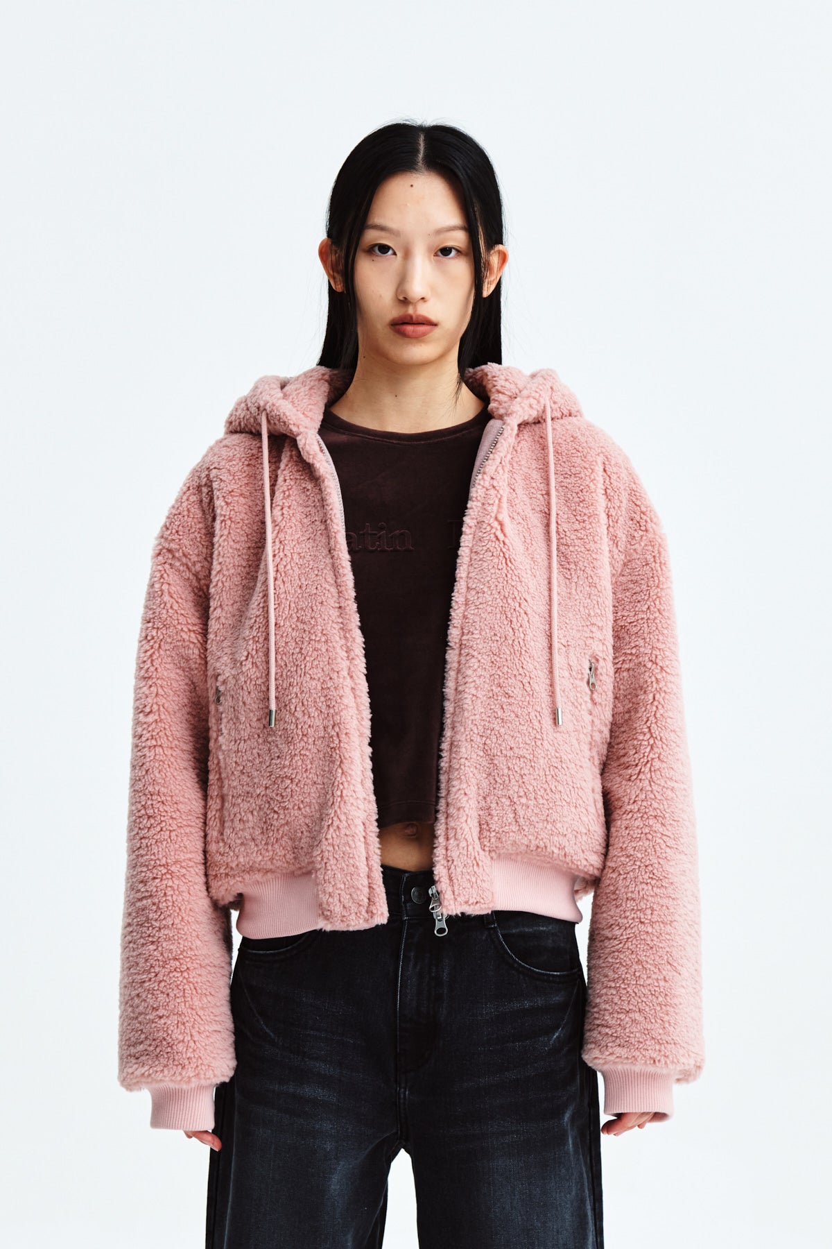 Matin Kim - Logo Point Fleece Hoody Jumper (Pink) product image 12 | TRAB K-Fashion Australia