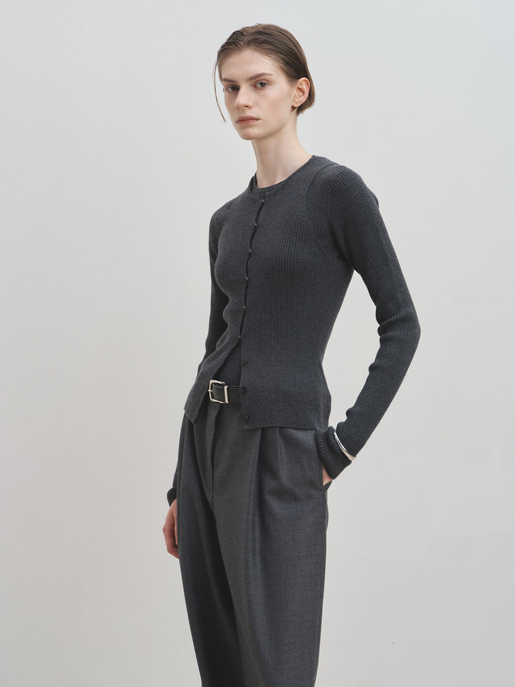 Tonywack - Pleated Wool Tailored Pants (Grey) product image 4 | TRAB K-Fashion Australia