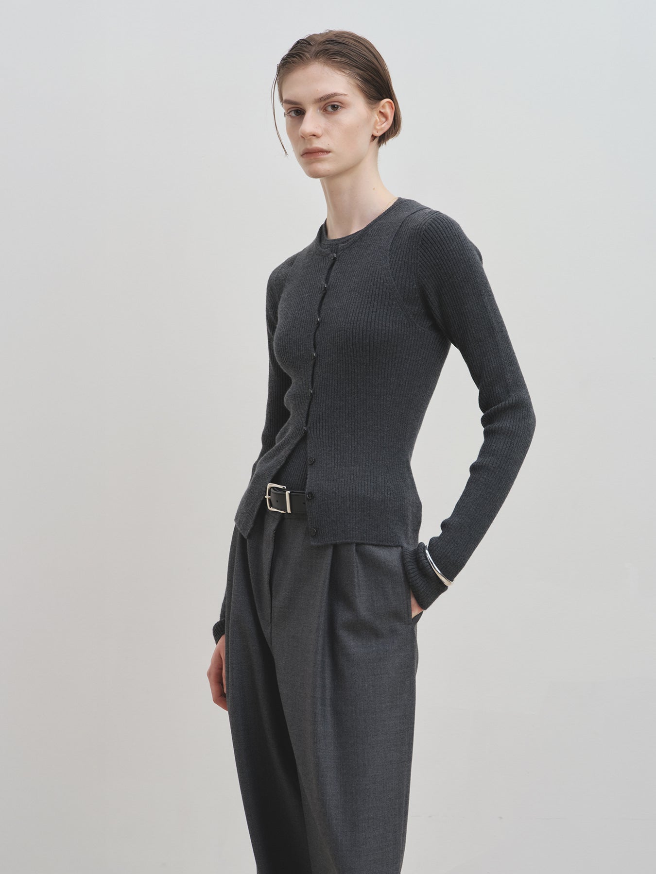 Tonywack - Pleated Wool Tailored Pants (Grey) product image 4 | TRAB K-Fashion Australia