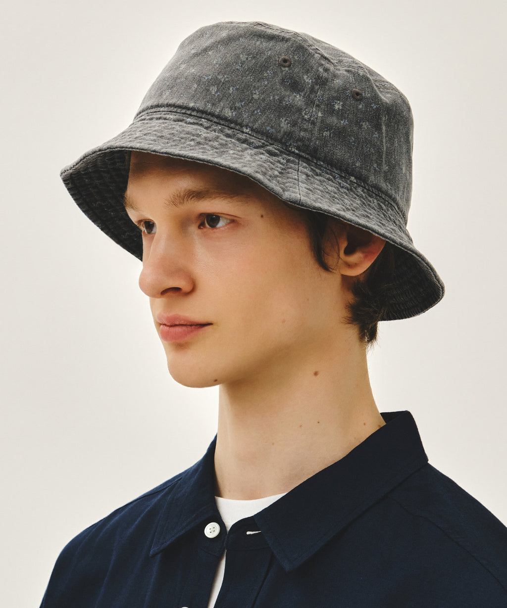 Marithe & Francois Girbaud - Classic Logo Flower Bucket Hat (Washed Black) product image 5 | TRAB K-Fashion Australia