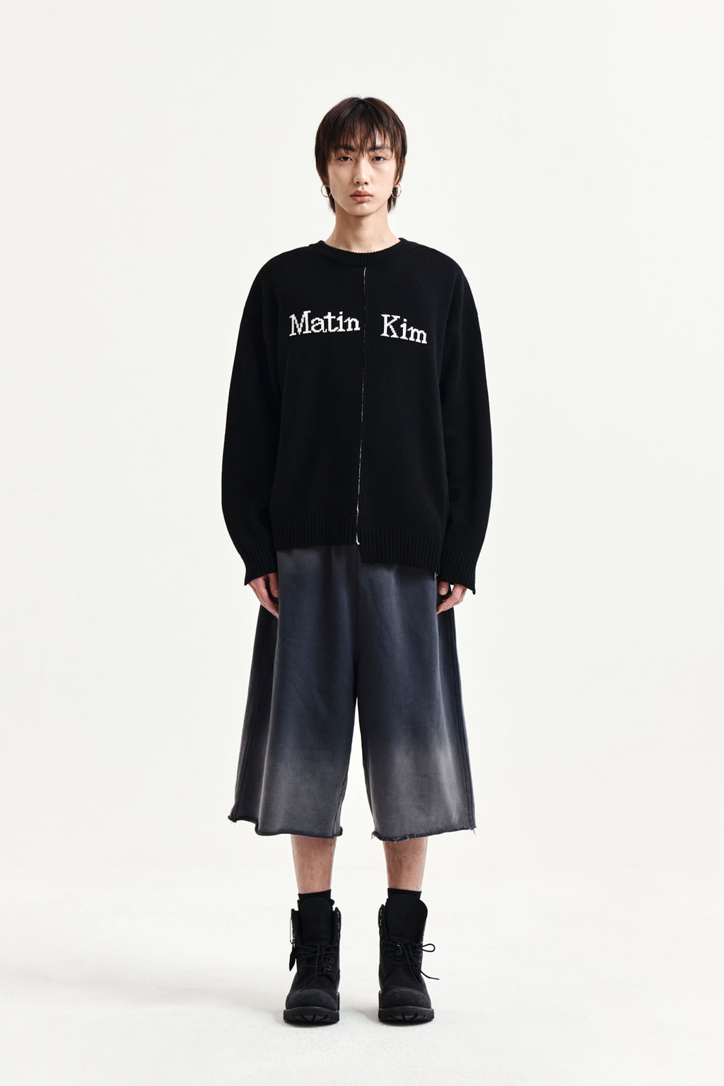 Matin Kim - Vintage Washed Back Logo Bermuda Sweatpants (Charcoal) product image 11 | TRAB K-Fashion Australia