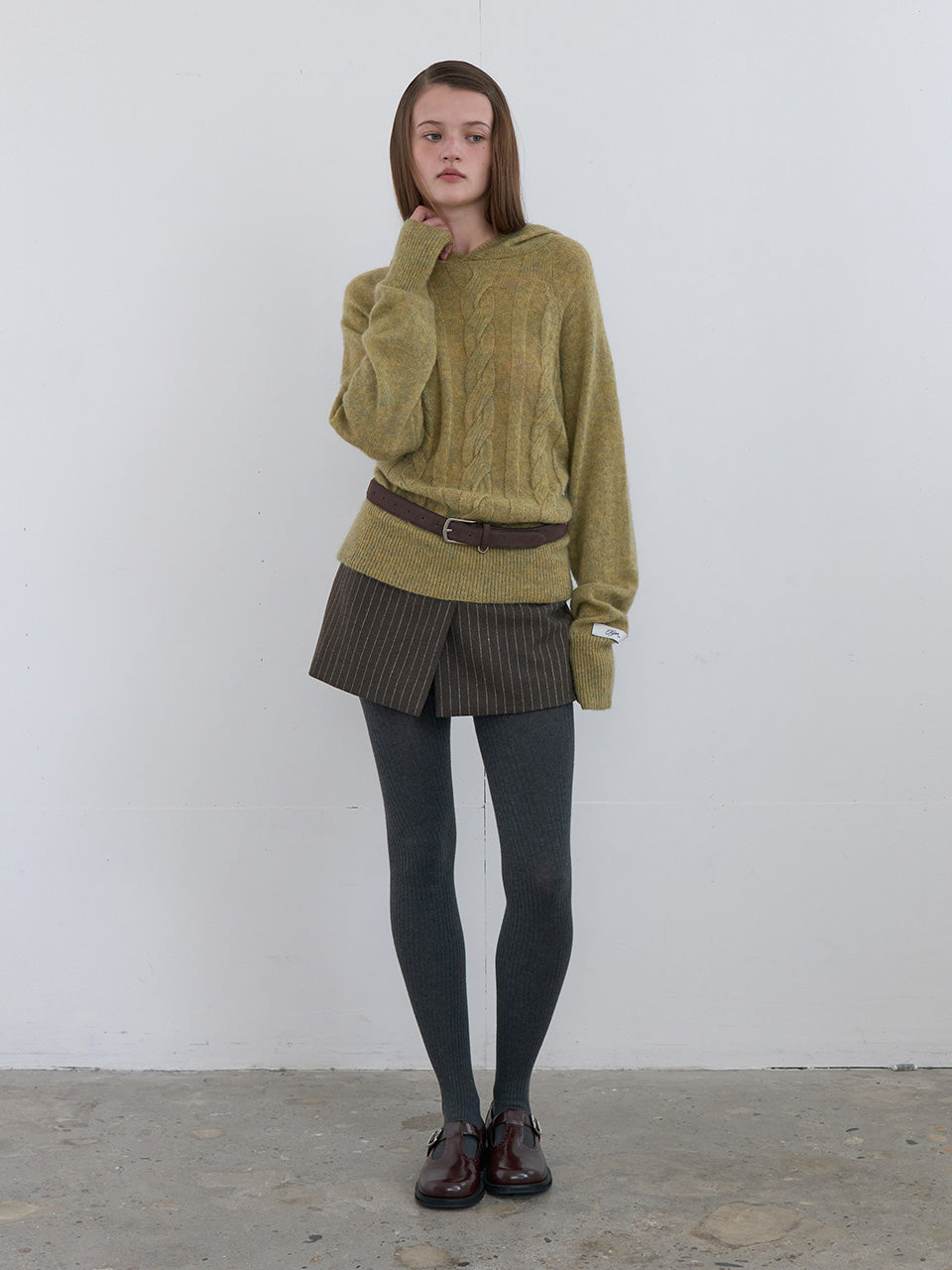 Kijun - Pin Stripe Wrap Shorts (Khaki Brown) product image 4 | TRAB K-Fashion Australia