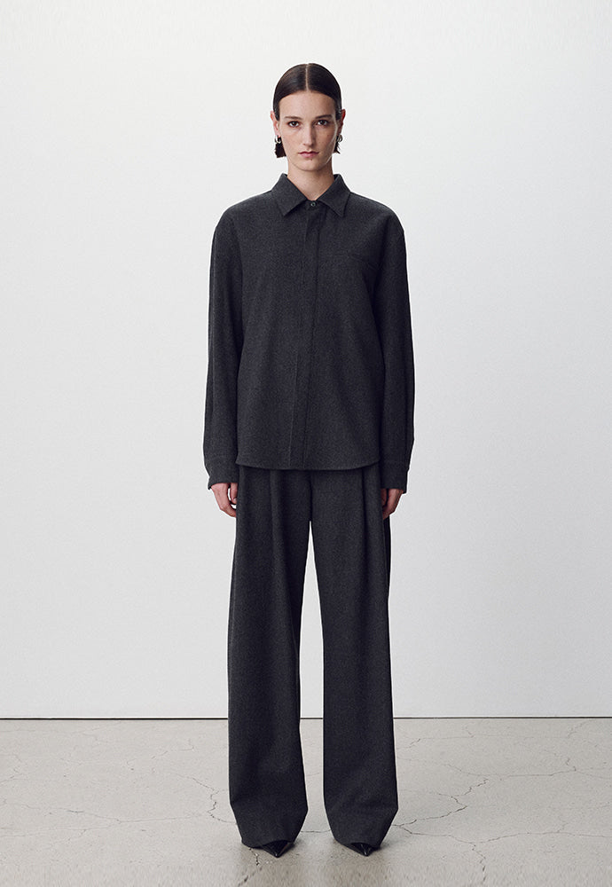 Tonywack - Virgin Wool Double-Pleats Wide Trousers (Grey) product image 2 | TRAB K-Fashion Australia