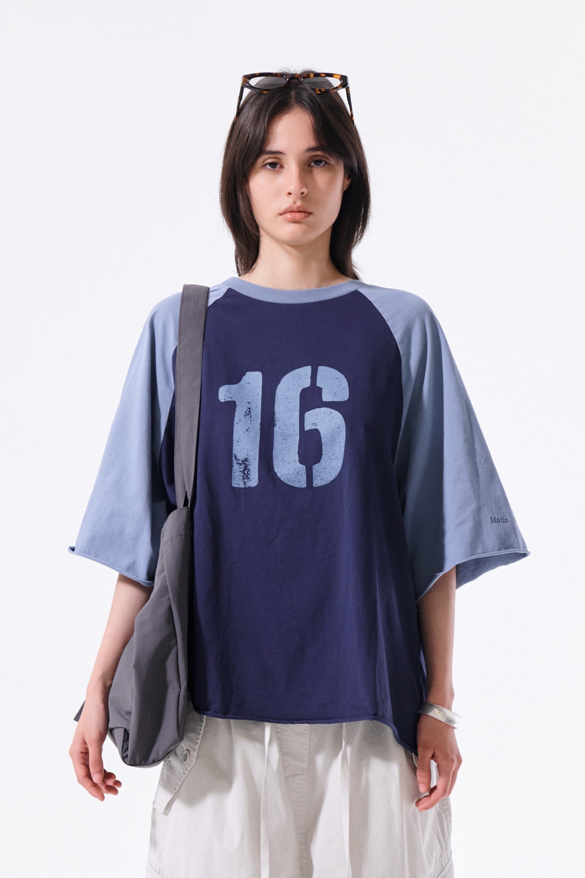 Matin Kim - Raw Edge Raglan Top (Navy) product image 7 | TRAB K-Fashion Australia