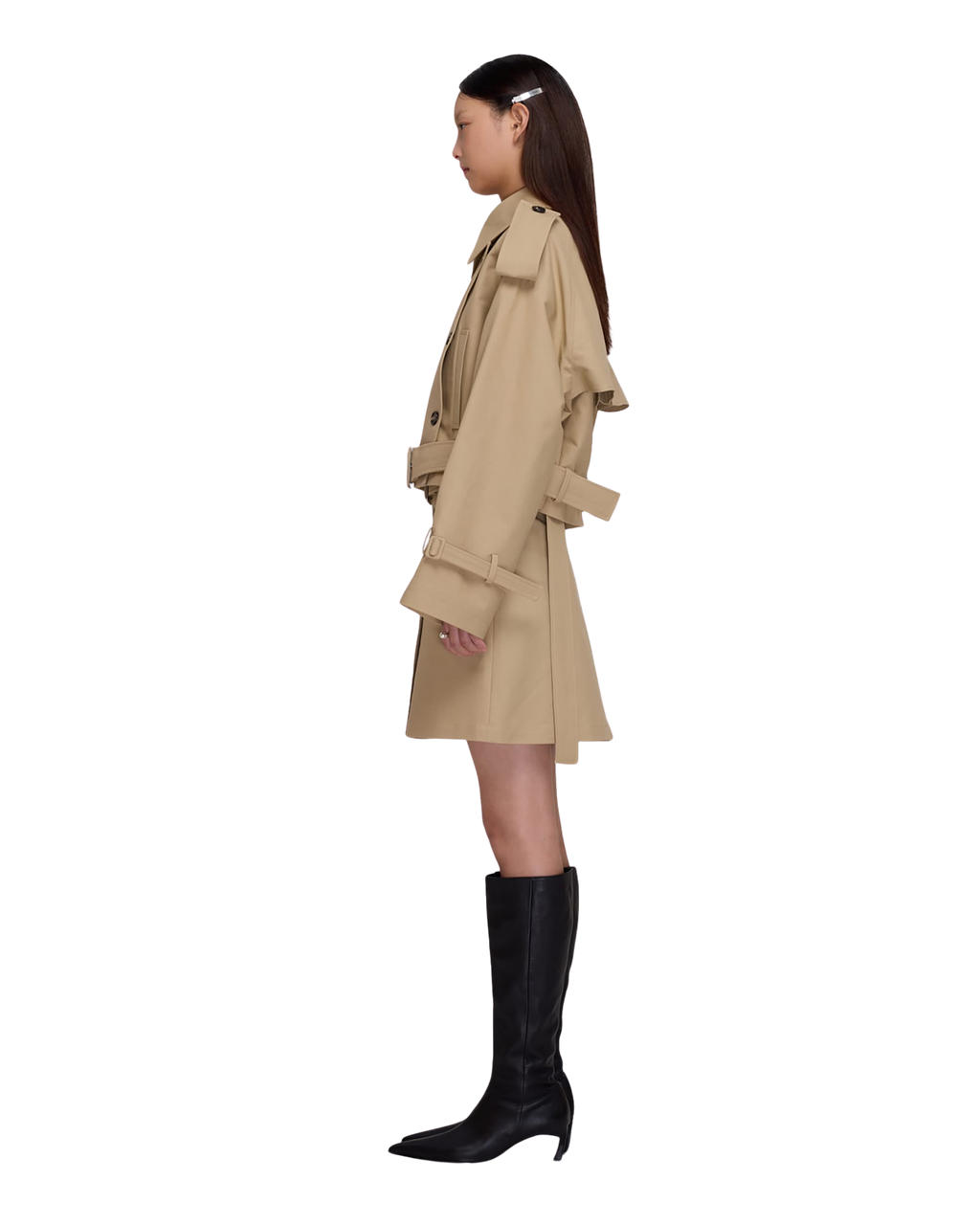 Kimhe Kim - Belted Crop Double Trench Jacket (Beige) product image 3 | TRAB K-Fashion Australia