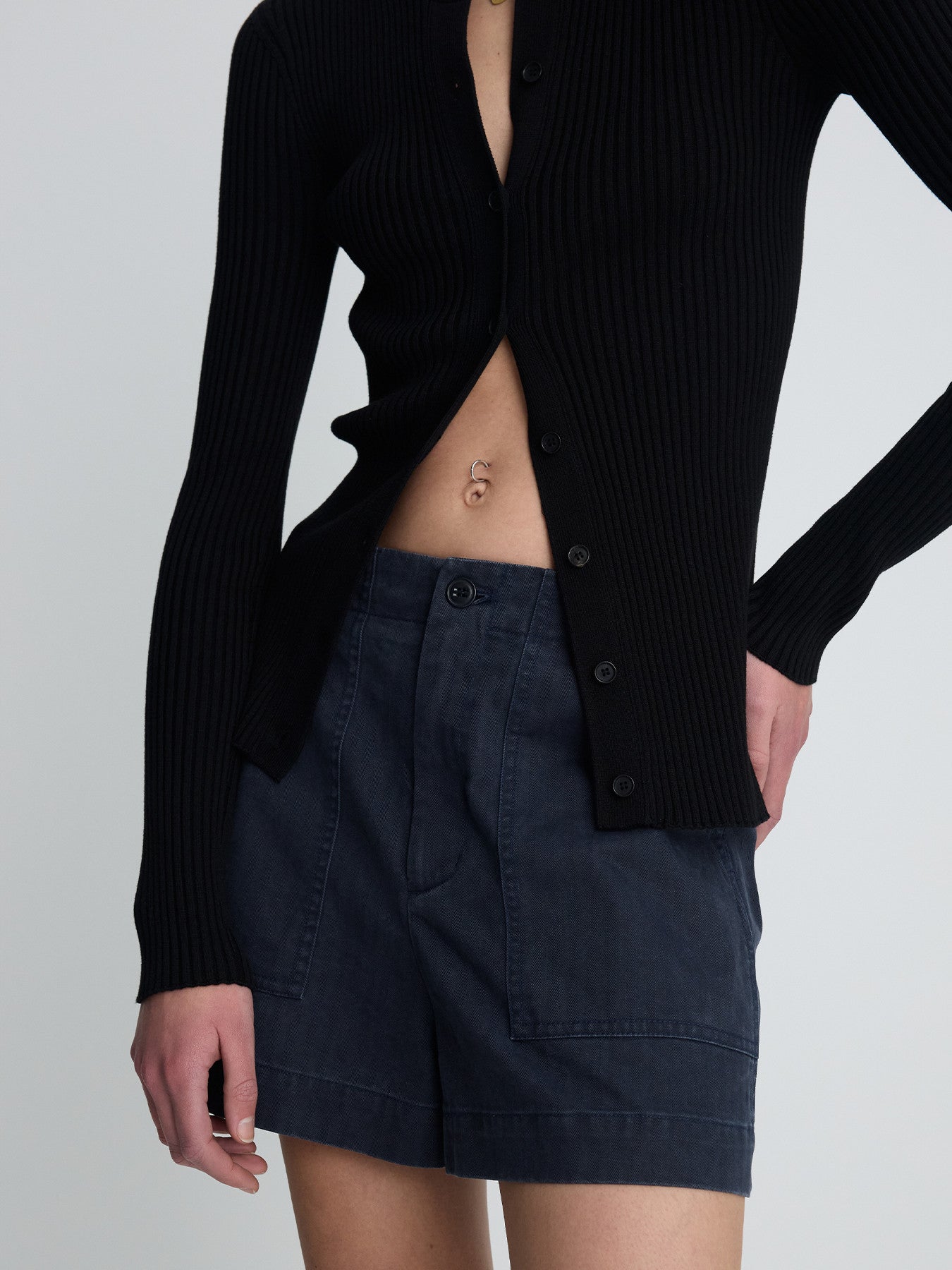 Tonywack - Silk Cotton Ribbed Button Cardigan (Black) product image 8 | TRAB K-Fashion Australia