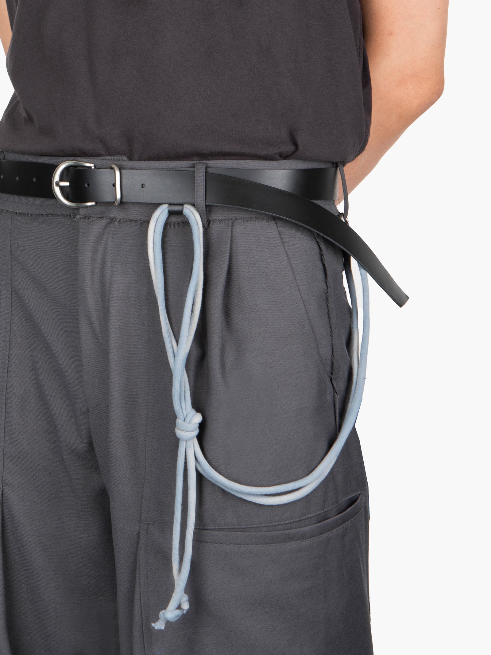 Jiyong Kim - Sun-Bleached String Detailed Leather Belt (Black) product image 2 | TRAB K-Fashion Australia