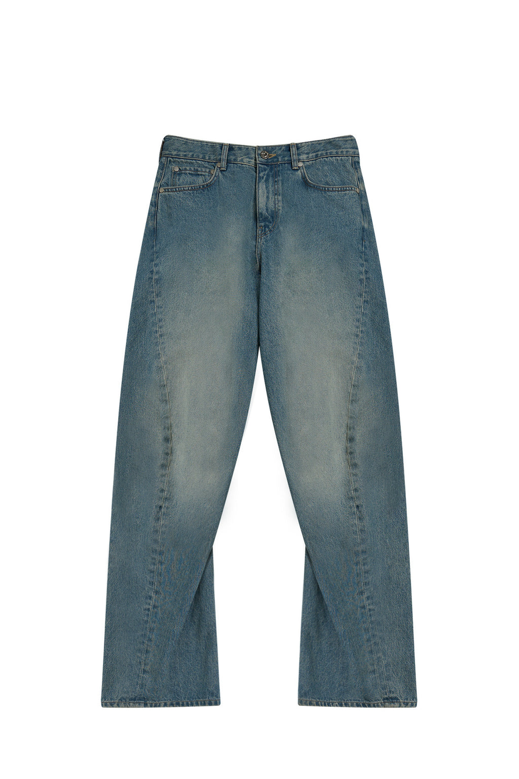 STU - Twist Curved Denim Pants (Mid Blue) product image 16 | TRAB K-Fashion Australia