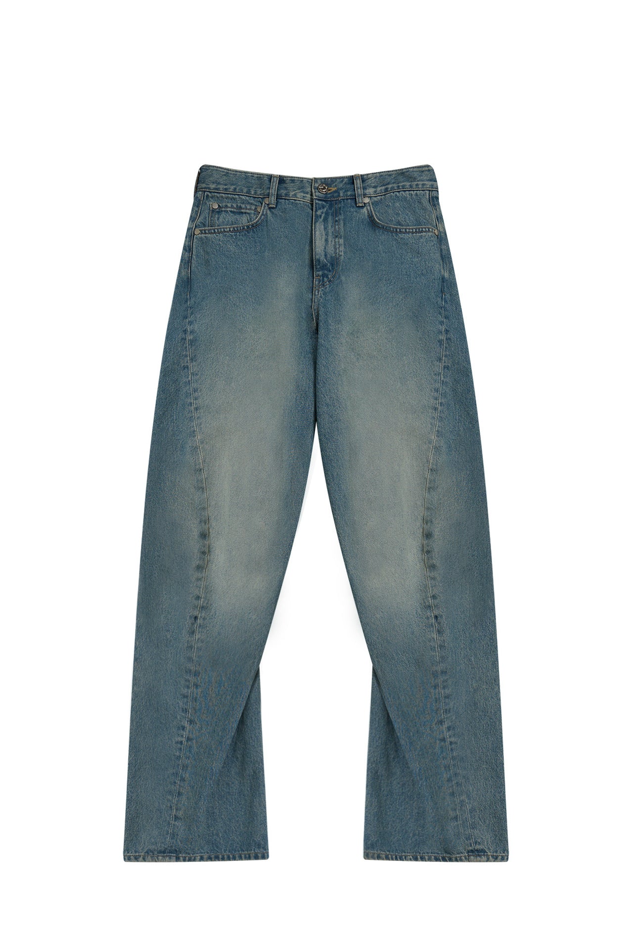 STU - Twist Curved Denim Pants (Mid Blue) product image 16 | TRAB K-Fashion Australia