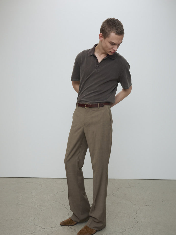 Tonywack - Light Wool Flared Trousers (Taupe Melange) product image 4 | TRAB K-Fashion Australia