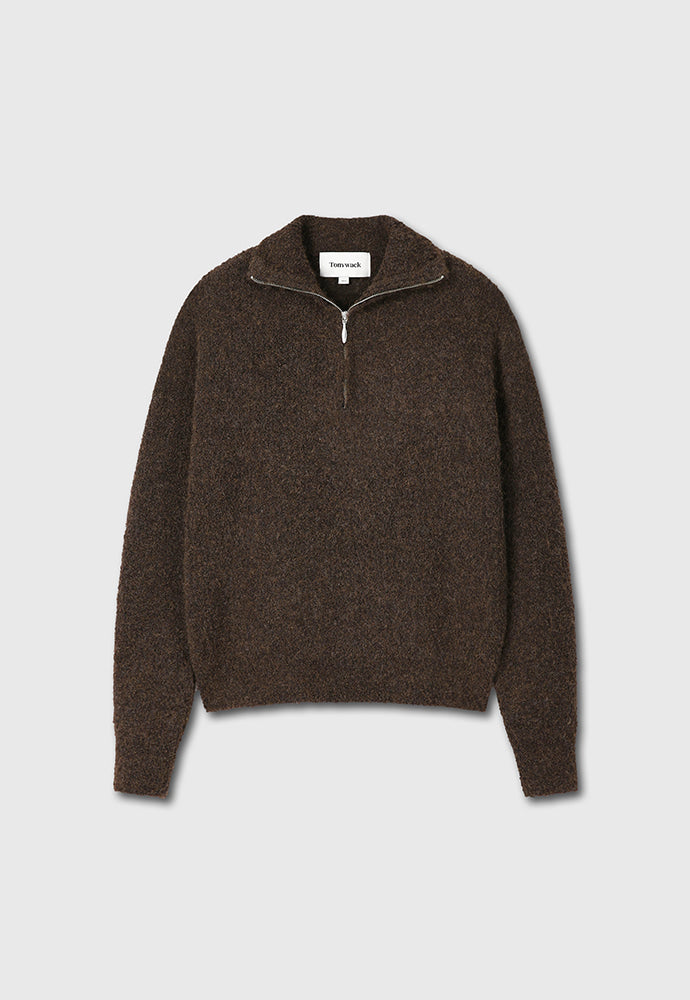Tonywack - Wool Blend Boucle Zip Sweater (Brown) product image 7 | TRAB K-Fashion Australia