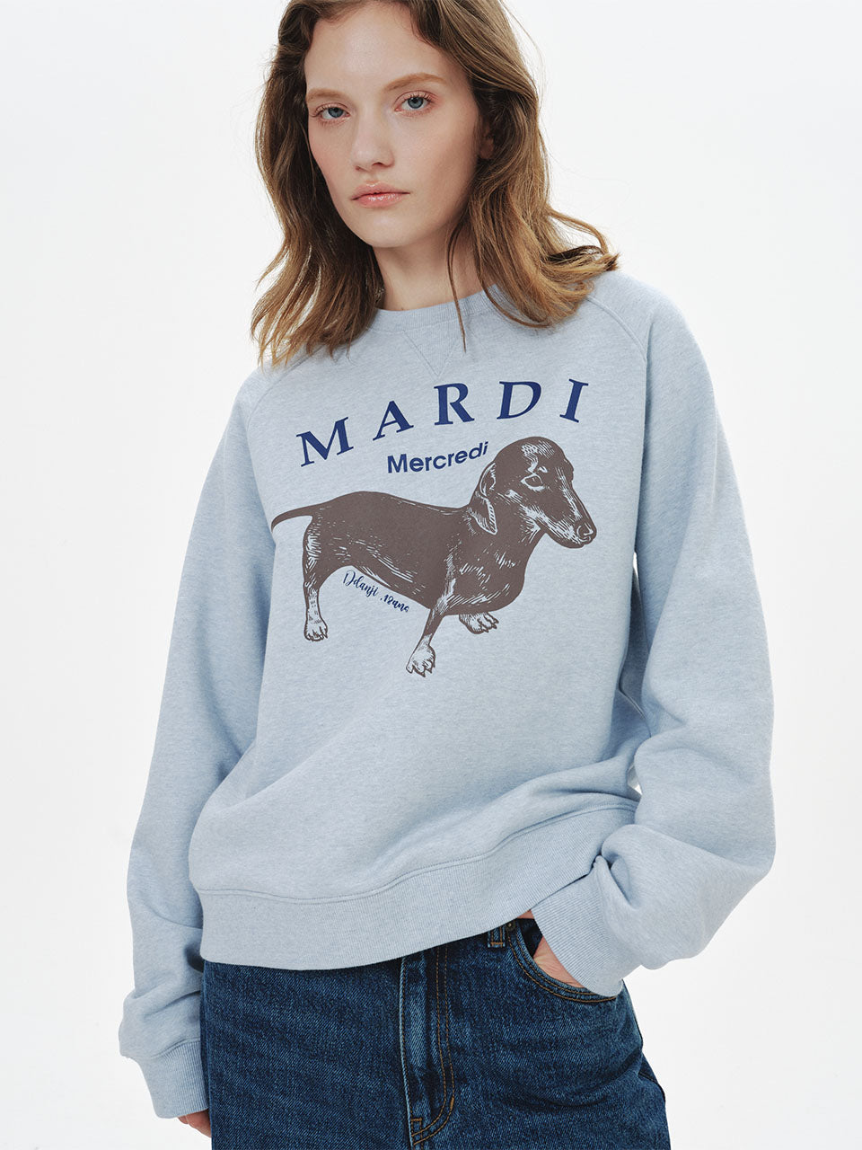 Mardi Mercredi - Sweatshirt Raglan Ddanji (Blue Navy) product image 1 | TRAB K-Fashion Australia