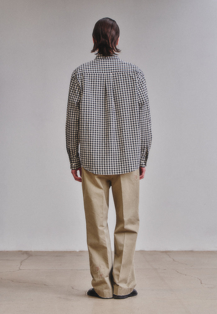 Art if acts - Gingham Check Oxford Shirt (Cream/Black) product image 5 | TRAB K-Fashion Australia