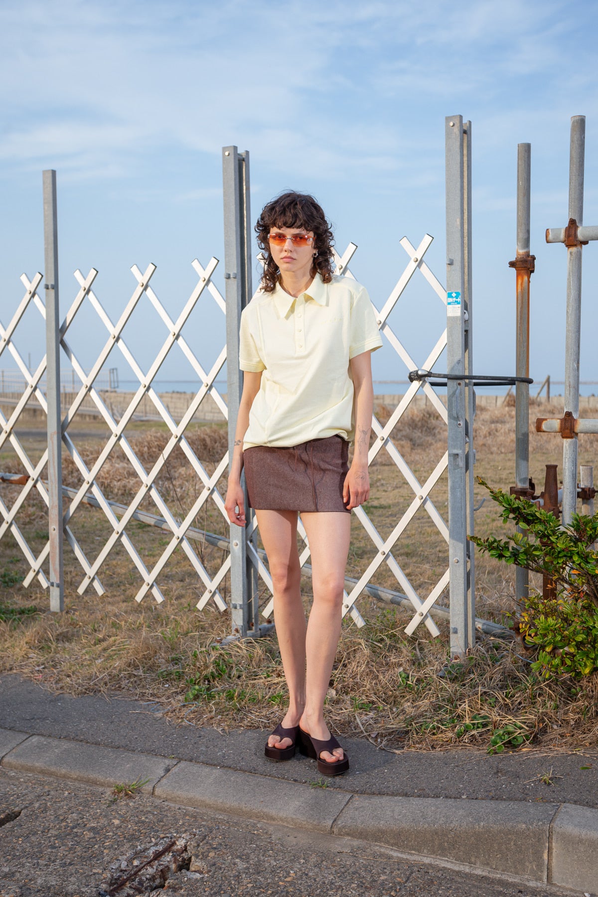 Matin Kim - Two Tone Banding Knit Mini Skirt (Brown) product image 5 | TRAB K-Fashion Australia