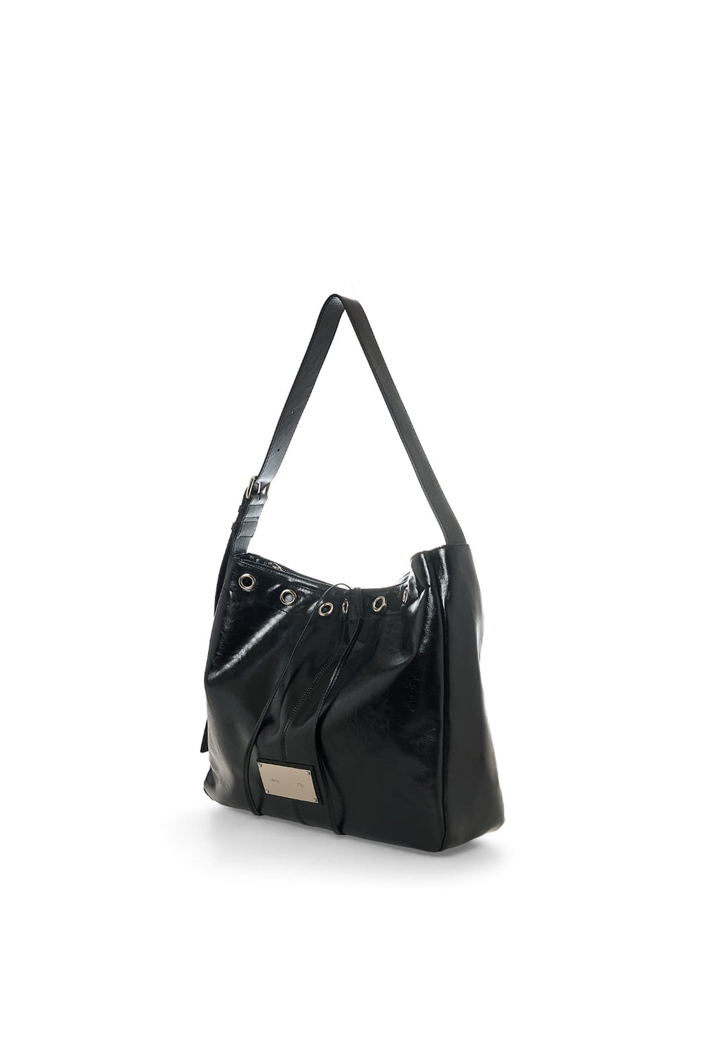 Matin Kim - Matin Eyelet Point Layered Big Shoulder Bag (Black) product image 3 | TRAB K-Fashion Australia