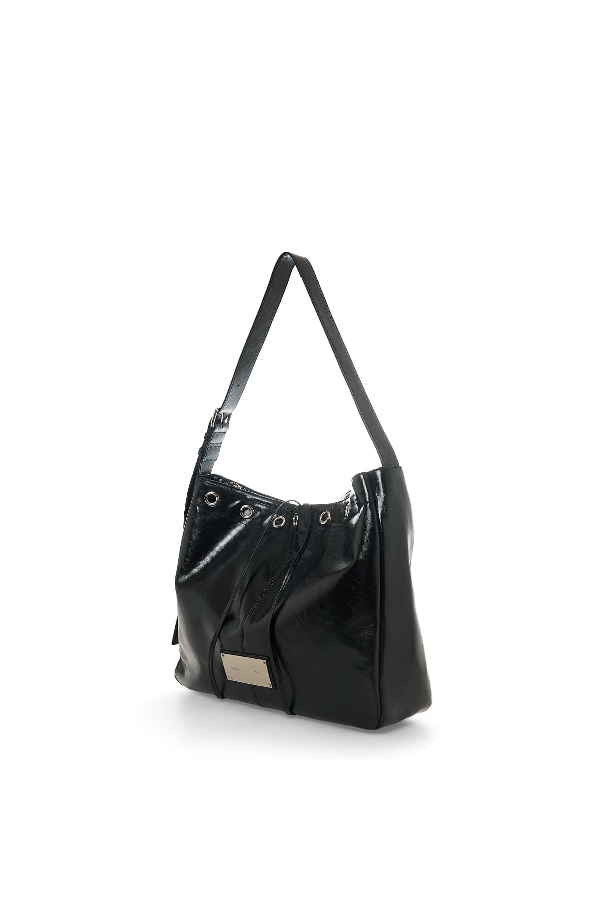 Matin Kim - Matin Eyelet Point Layered Big Shoulder Bag (Black) product image 3 | TRAB K-Fashion Australia