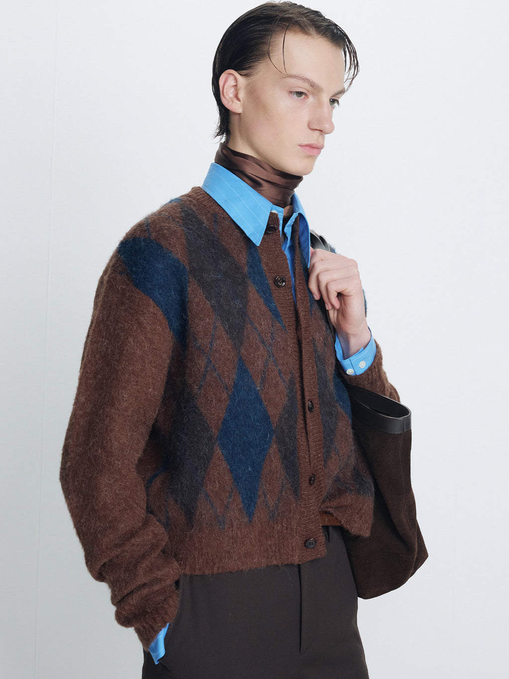 Tonywack - Brushed Argyle Cardigan (Mocha Brown) product image 5 | TRAB K-Fashion Australia