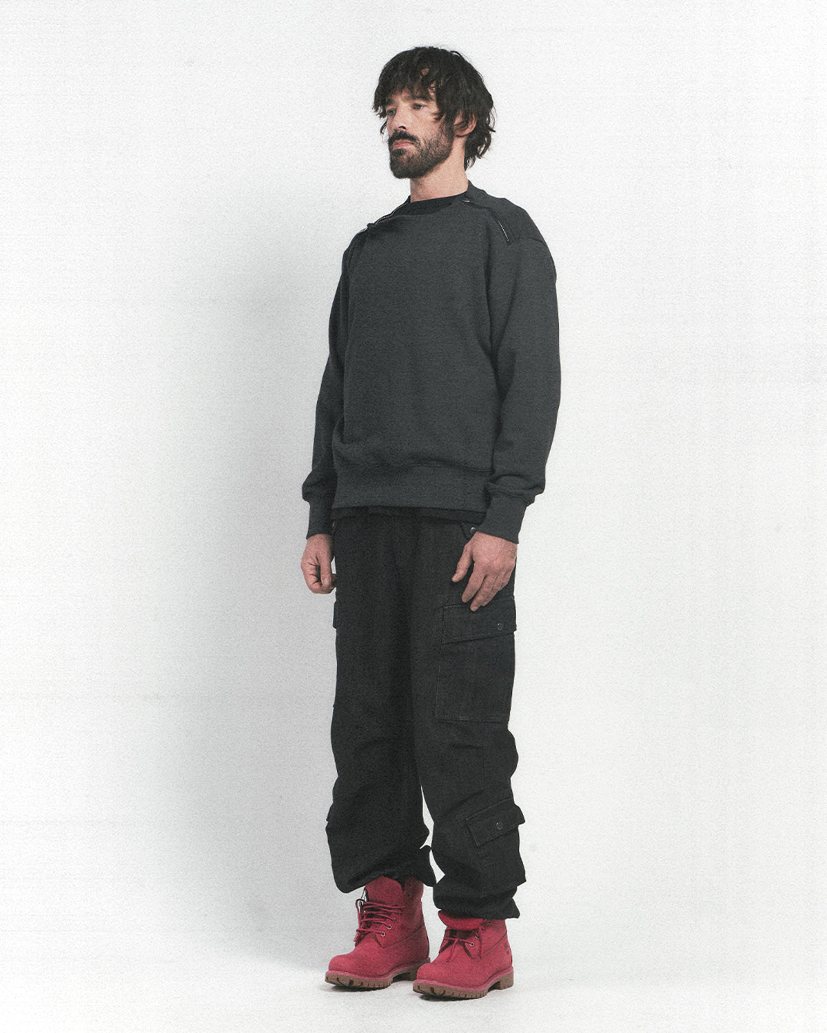 Eastlogue - Army Double Zip Sweat Shirts (Charcoal) product image 4 | TRAB K-Fashion Australia