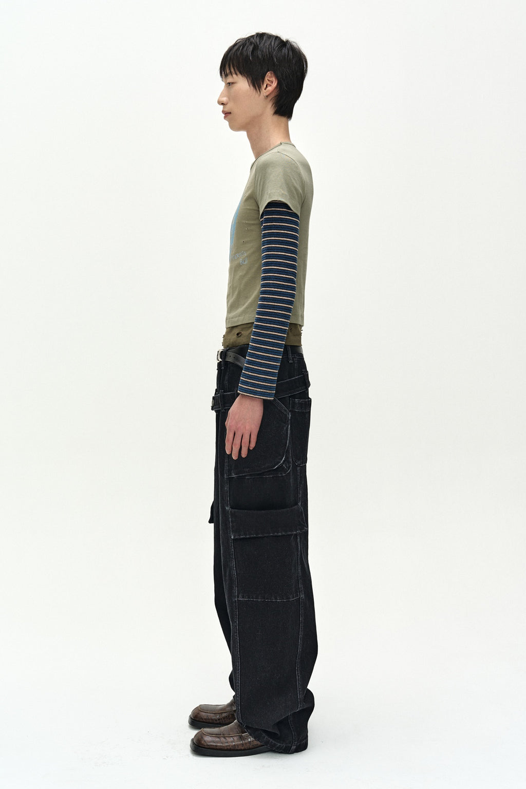 Andersson Bell - Layered Heart Message Long Sleeve T-Shirt (Khaki) product image 3 | TRAB K-Fashion Australia