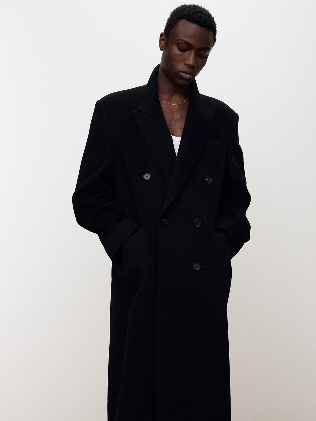 Tonywack - Wool And Cashmere Double-Breasted Coat (Black) product image 1 | TRAB K-Fashion Australia
