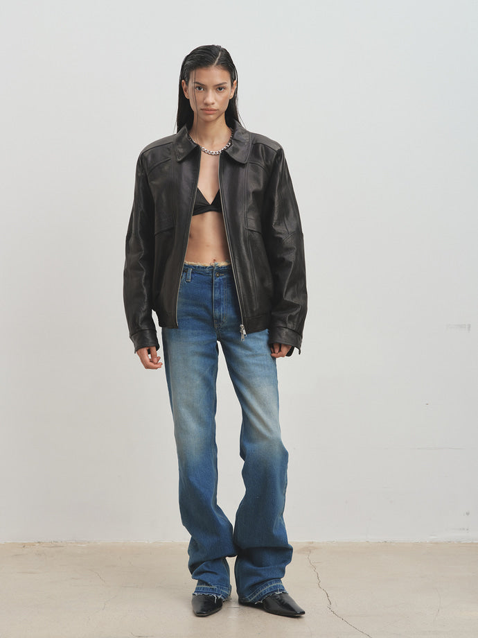 Tonywack - Raw-Hem Bootcut Denim (Washed Mid Blue) product image 1 | TRAB K-Fashion Australia