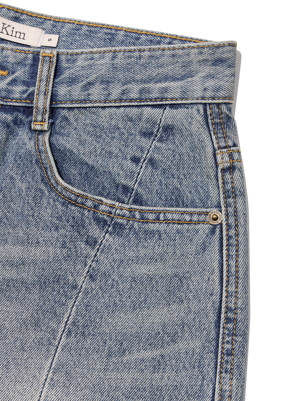 Matin Kim - Hem Point Bermuda Denim Pants (Blue) product image 4 | TRAB K-Fashion Australia