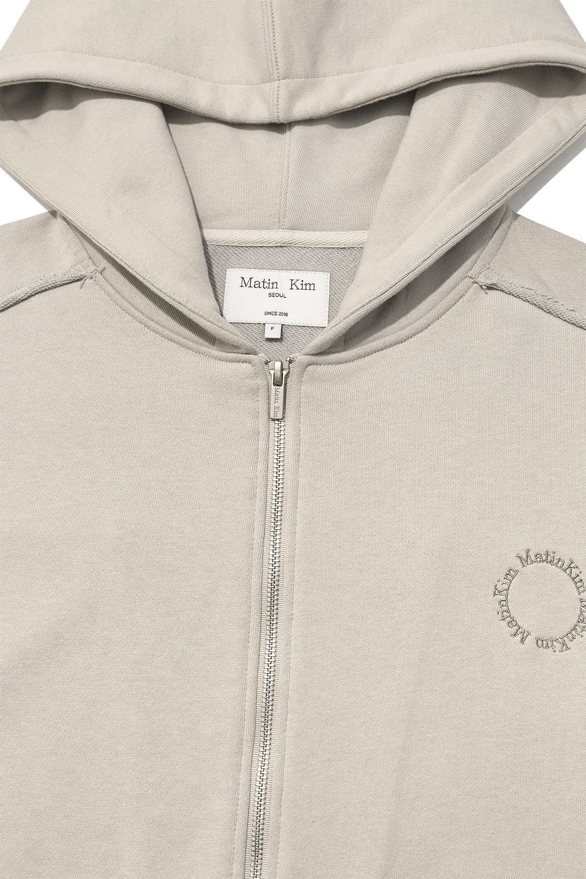 Matin Kim - Volume Pocket Hoody Zip Up (Pale Beige) product image 5 | TRAB K-Fashion Australia
