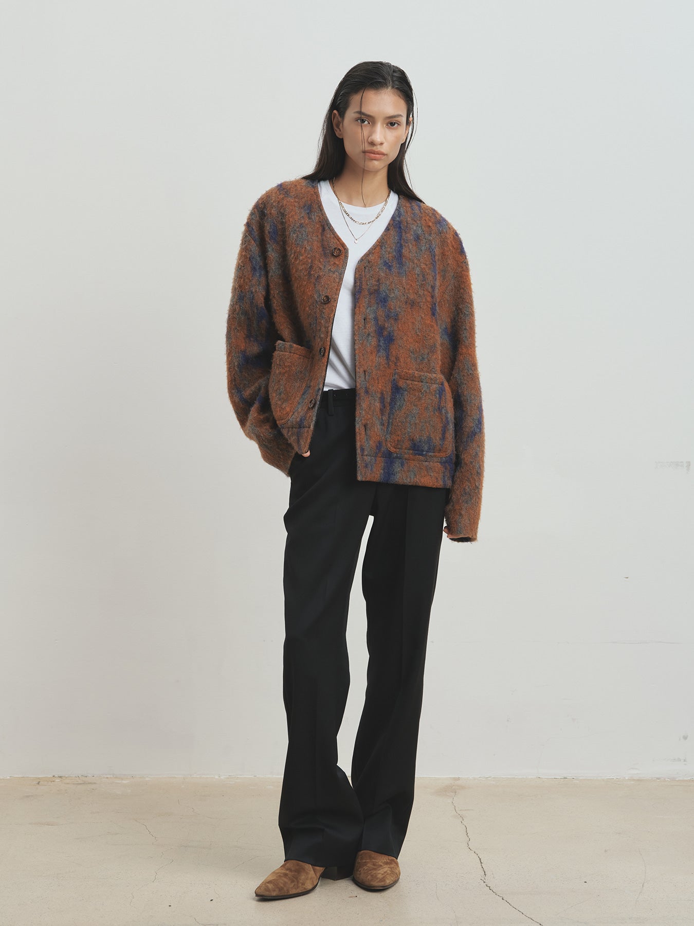 Tonywack - Mohair V-Neck Blouson Italian Fabric (Rust Orange) product image 1 | TRAB K-Fashion Australia