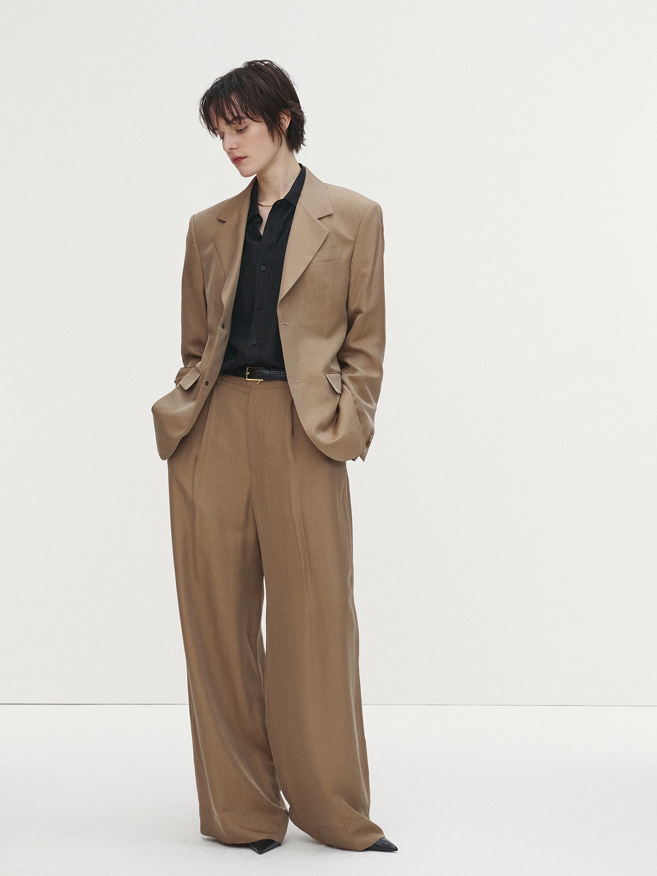 Tonywack - Silk Viscose Two Button Single Jacket (Beige) product image 4 | TRAB K-Fashion Australia