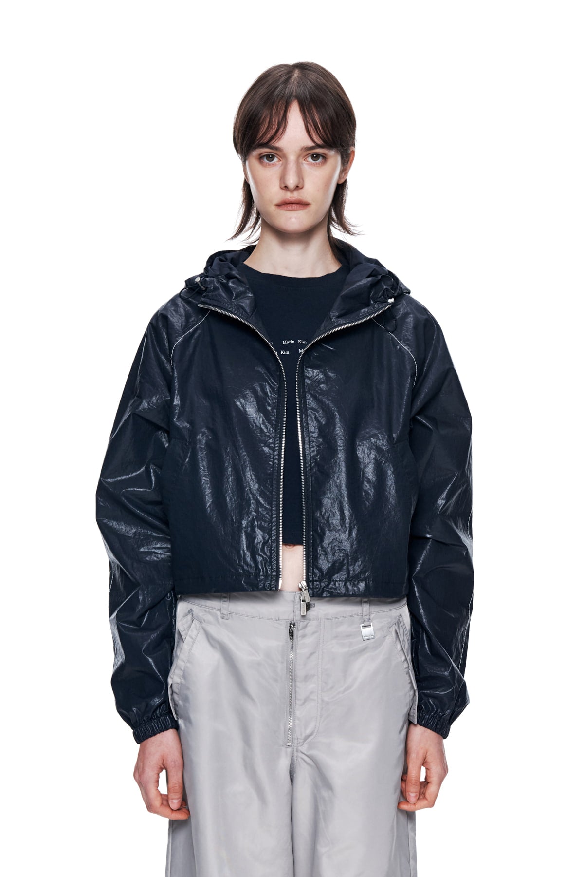 Matin Kim - Matin Crop Hoody Coating Jumper (Navy) product image 5 | TRAB K-Fashion Australia