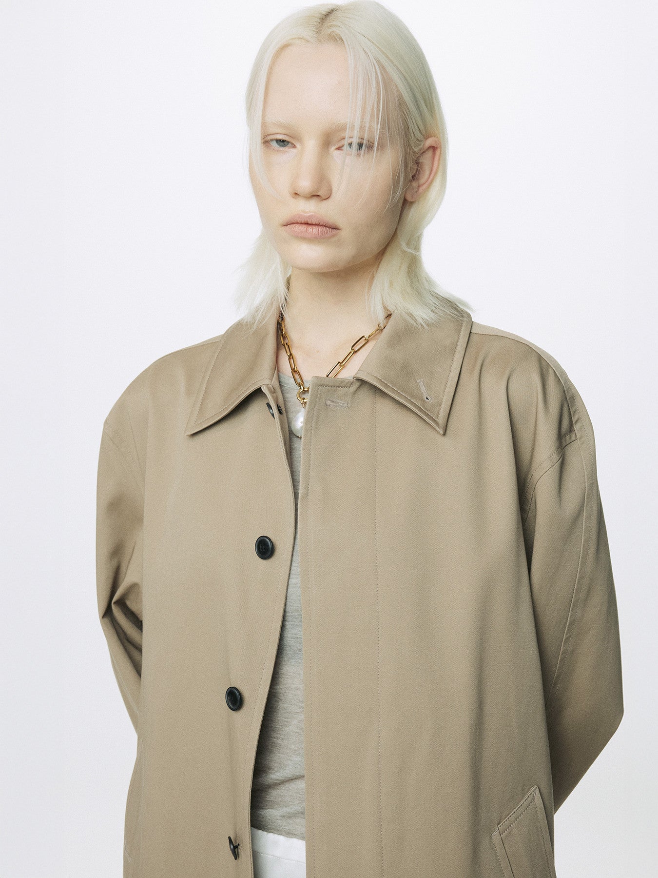 Tonywack - Cotton Drill Single-Breasted Overcoat (Beige) product image 4 | TRAB K-Fashion Australia