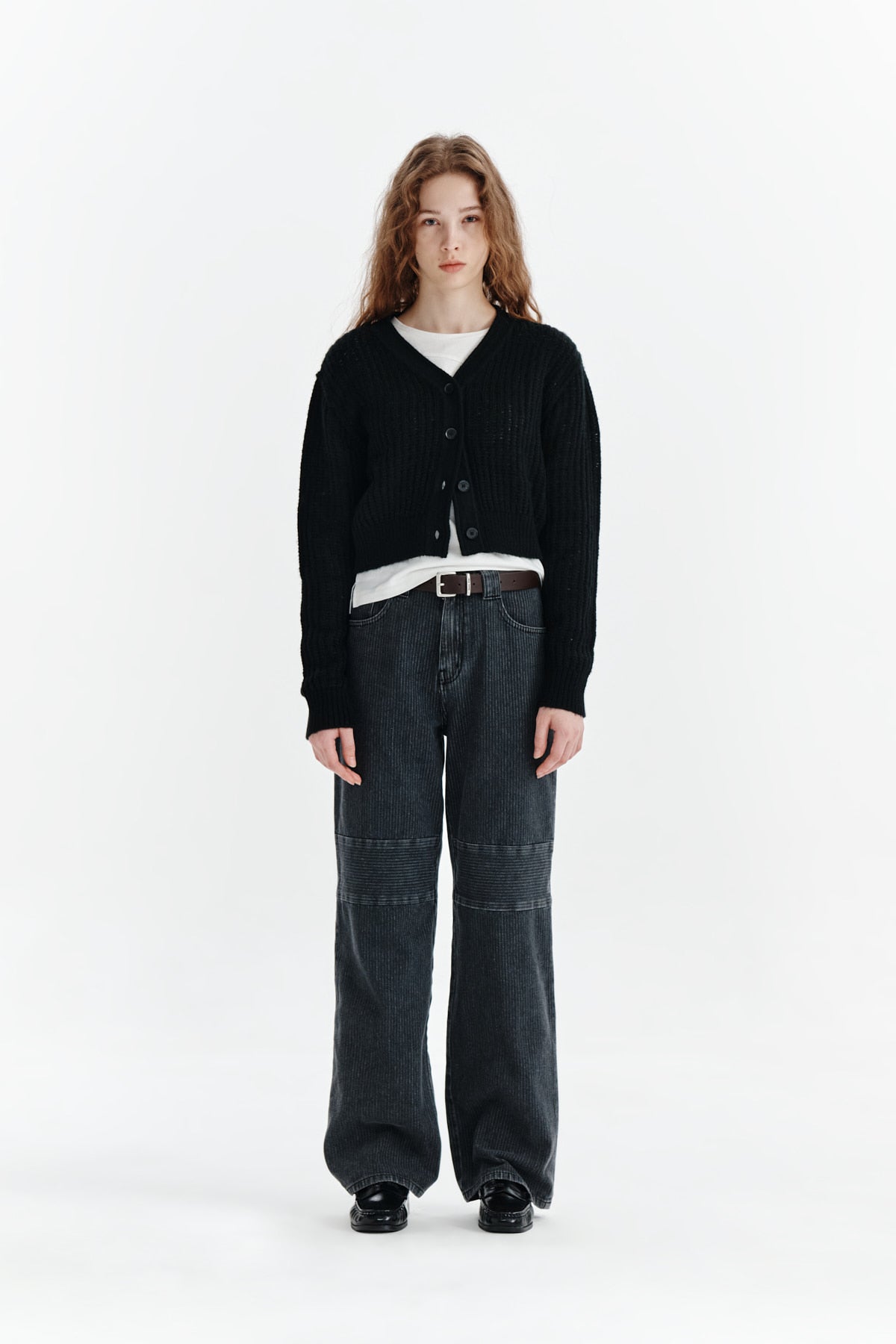 Matin Kim - Knee Point Stripe Denim Pants (Grey) product image 5 | TRAB K-Fashion Australia