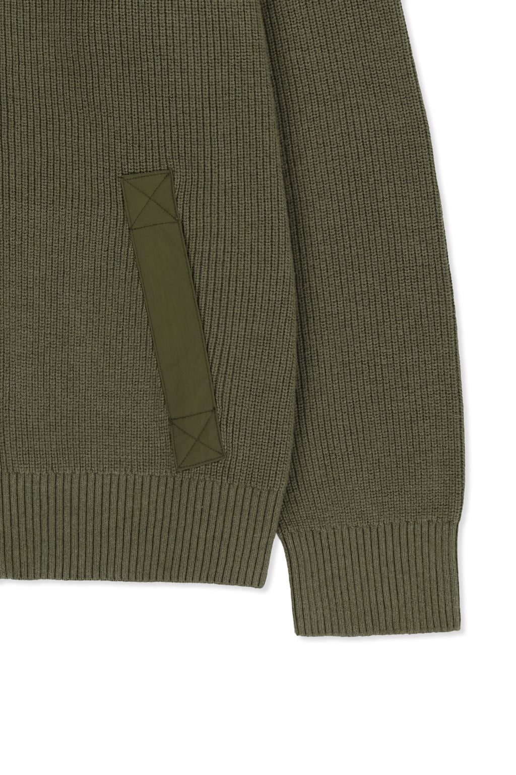 Matin Kim - Patch Detail Knit Zip Up (Khaki) product image 4 | TRAB K-Fashion Australia