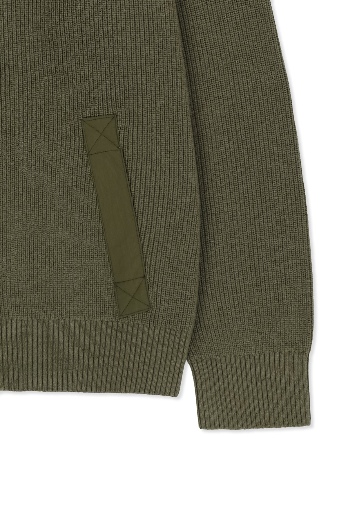 Matin Kim - Patch Detail Knit Zip Up (Khaki) product image 4 | TRAB K-Fashion Australia