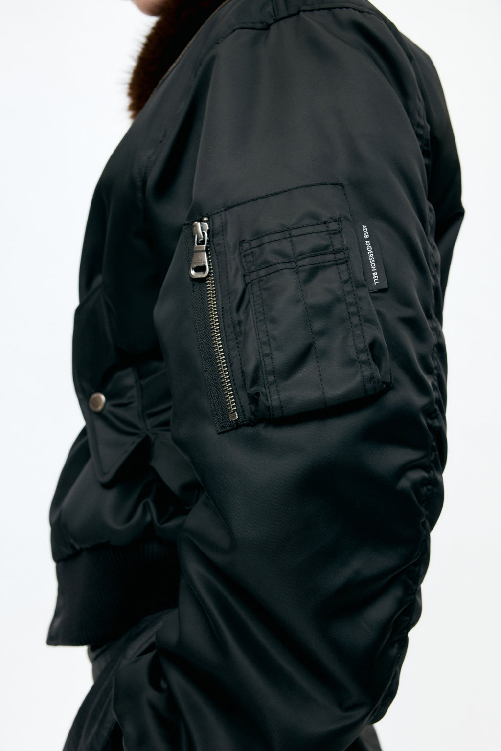 Andersson Bell - Fur Collar Leather Patch Ma-1 Bomber (Black) product image 14 | TRAB K-Fashion Australia