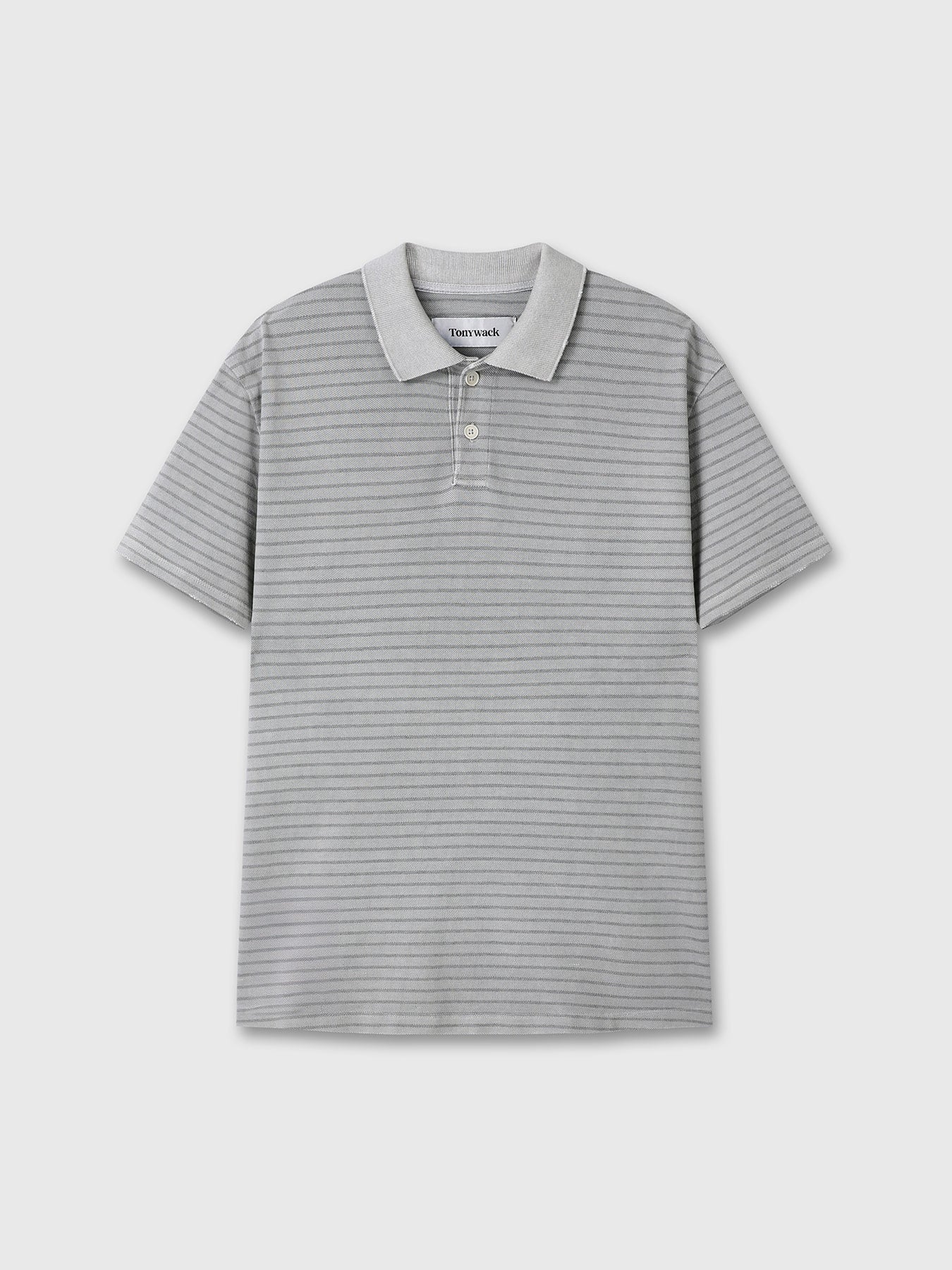 Tonywack - Garment Dyed Stripe Piqué Polo (Faded Grey) product image 9 | TRAB K-Fashion Australia