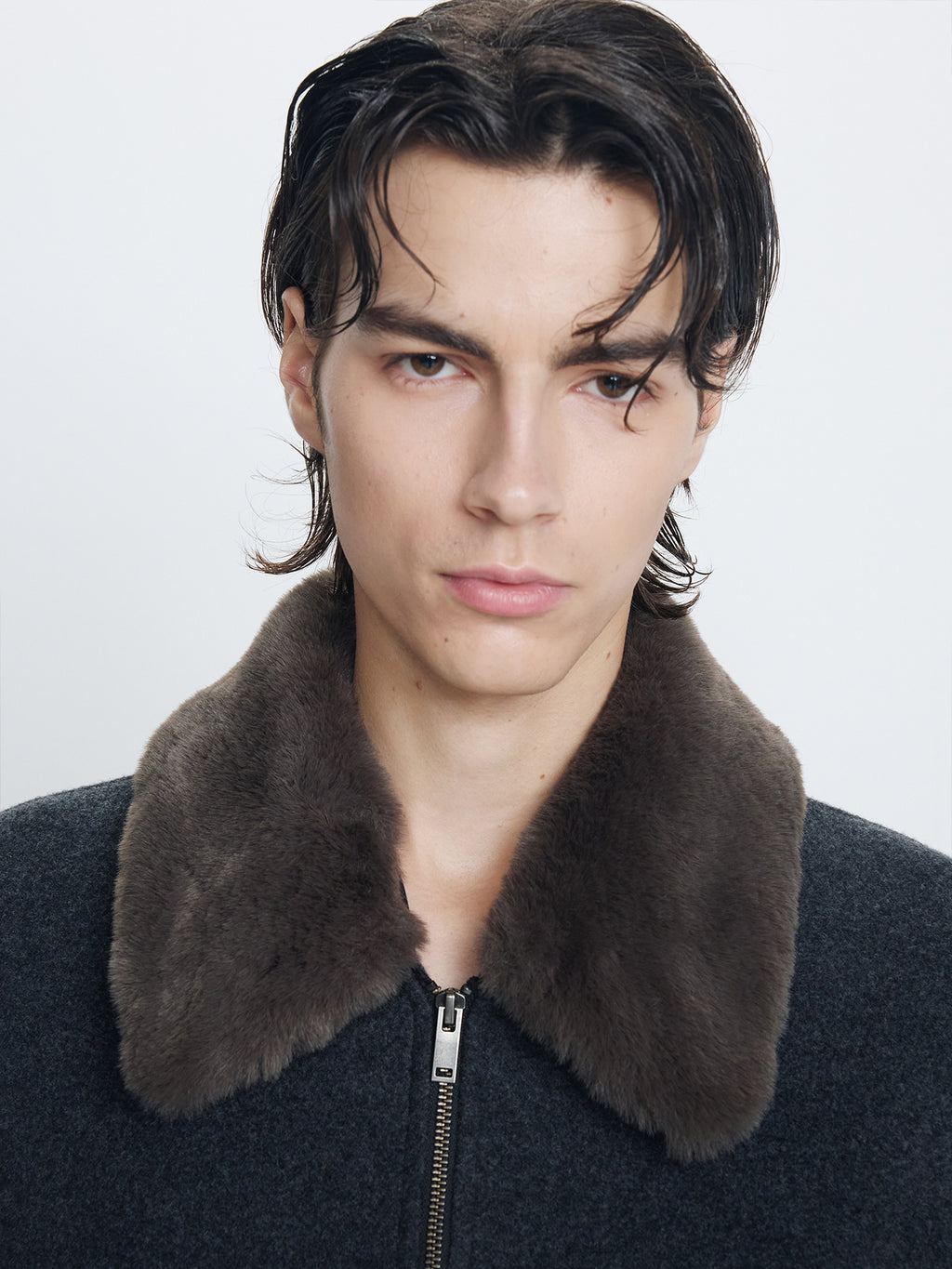Tonywack - Brushed Wool Flannel Shearling Blouson (Charcoal Anthracite) product image 6 | TRAB K-Fashion Australia
