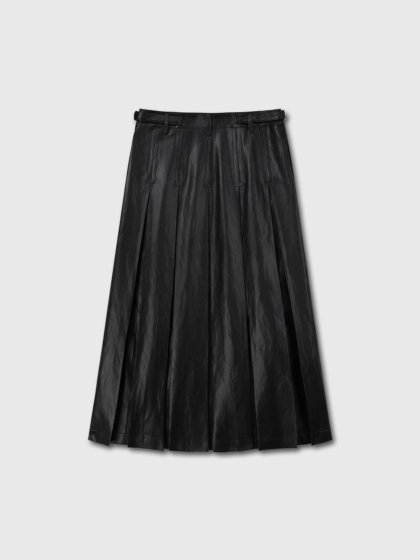 Tonywack - Faux Leather Pleated Midi Skirt (Black) product image 8 | TRAB K-Fashion Australia