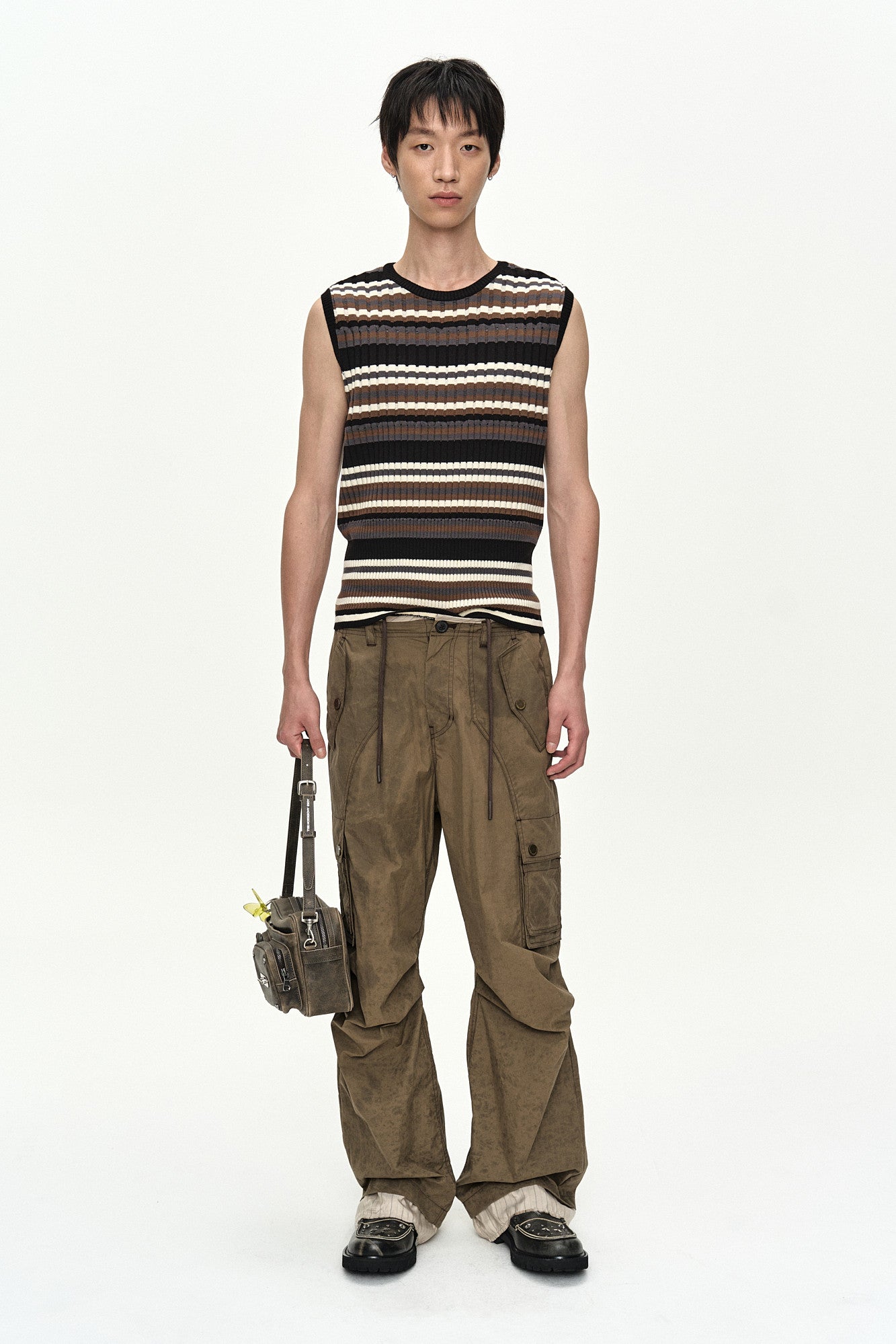 Andersson Bell - Contrast Rib Sleeveless (Black/Grey/Brown) product image 8 | TRAB K-Fashion Australia