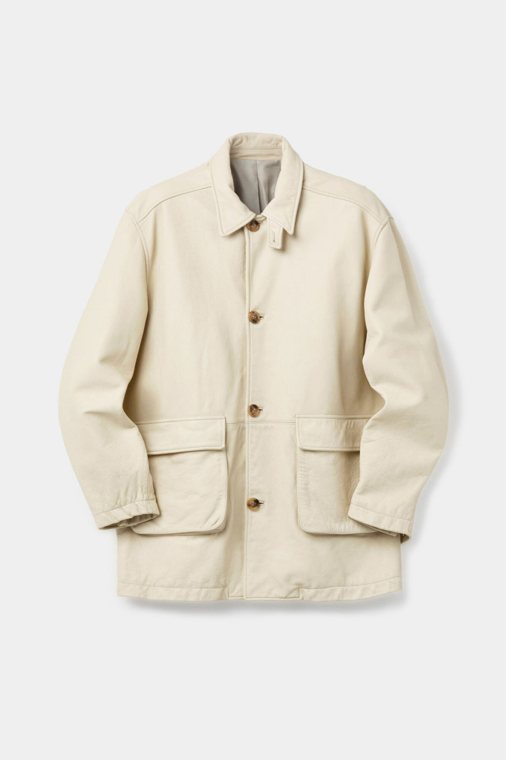 Coor - Washed Cow Leather Car Coat (Cream Beige) product image 1 | TRAB K-Fashion Australia