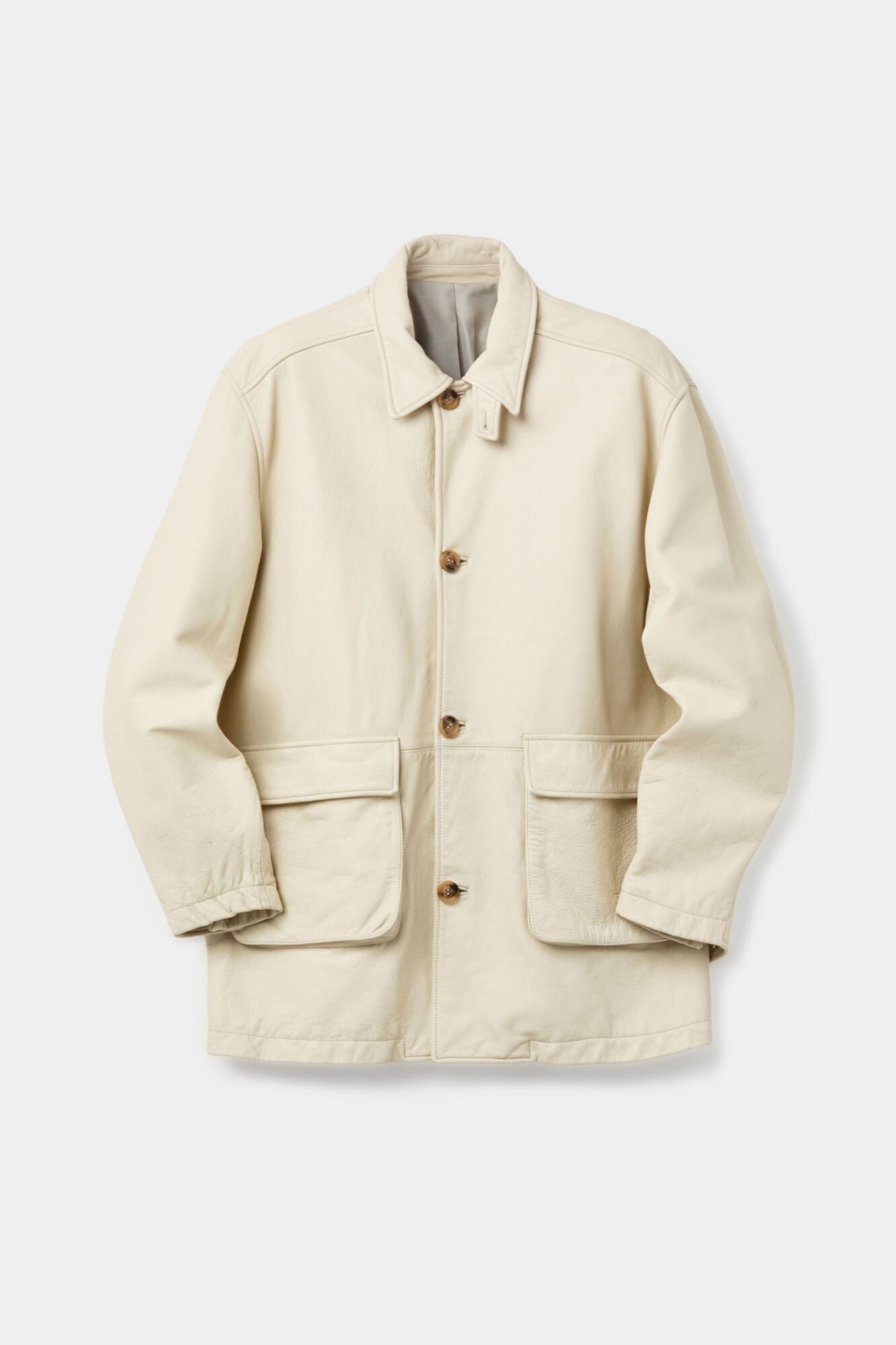 Coor - Washed Cow Leather Car Coat (Cream Beige) product image 1 | TRAB K-Fashion Australia