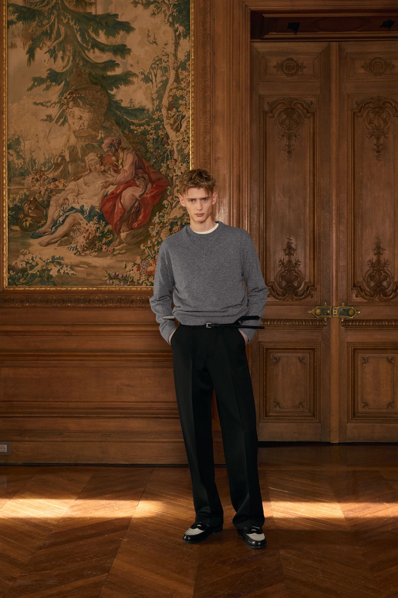 STU - Pin Tuck V-neck Knit (Grey) product image 6 | TRAB K-Fashion Australia