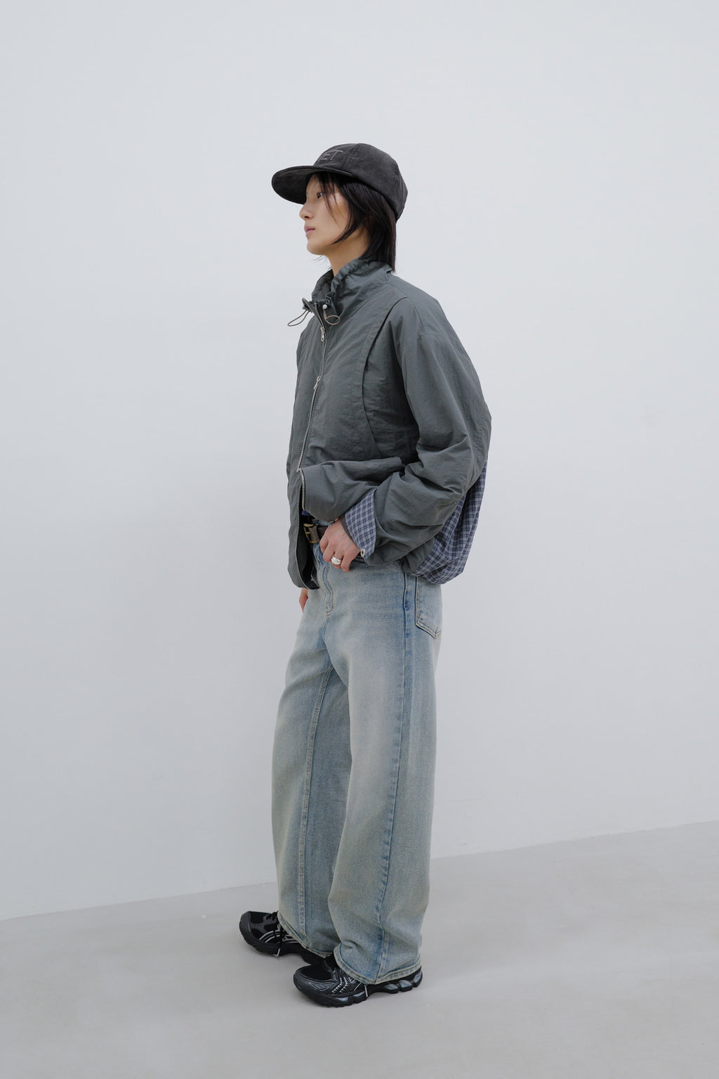 Deinet - Deinet Check Contrast Bomber Jacket (Charcoal) product image 5 | TRAB K-Fashion Australia