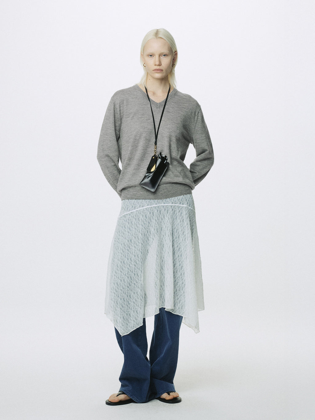 Tonywack - Airy Cashmere V-Neck (Melange Grey) product image 5 | TRAB K-Fashion Australia